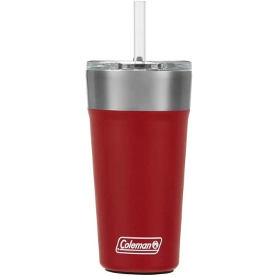 Copo Termico com Tampa e Canudo Coleman 600ML - Vermelho