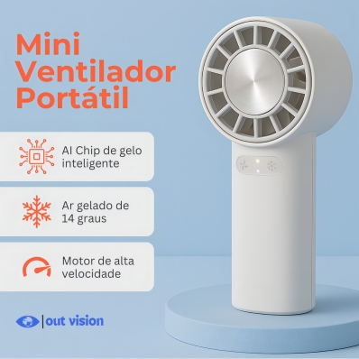 Ventilador Turbo Ar Condicionado De Portátil 6 Pás Usb-c Recarregável Sem Fio 50hz Premium Potente Moderno Com Temperaturas 13 Graus