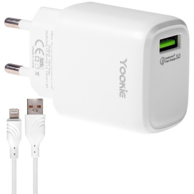 Carregador Yookie EI2Y USB de 18 Watts + Cabo Lightning