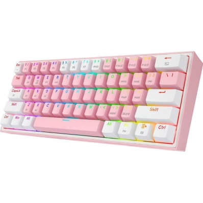 Teclado Gamer Sem Fio Redragon Fizz Pro K616-RGB USB - Rosa/Branco (Ingles)