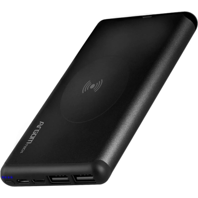 Carregador Portatil Argom S12W ARG-PB-1155BK com Carregamento Sem Fio 12.000MAH - Preto