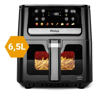 Fritadeira Air fryer Philco PAF65 6,5l Visor Glass 1700w Preto