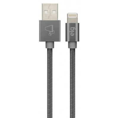 Cabo Lightning USB Elg C810BY Nylon Trancado (1 Metro) Cinza - Certificado Apple