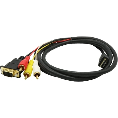 Cabo Adaptador HDMI para VGA + 3RCA (1.5 Metros)