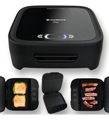 Grill Sanduicheira Eletrica Cadence Antiaderente Chapa Misteira Hamburguer Click Tostex Luz Indicadora San400 Preto