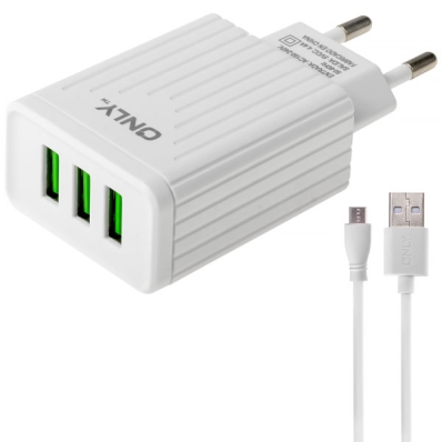 Carregador Only MOD08-A 3 USB + Cabo Micro USB