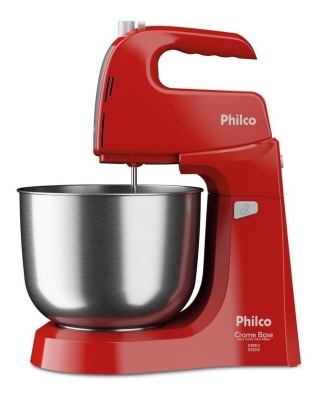 Batedeira Crome Base Inox Turbo Duo Mixer Vm Philco Cor Vermelho Frequência 60Hz