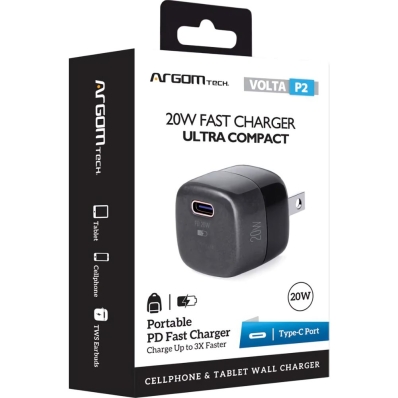 Carregador Argom Volta P2 Nano Pro ARG-AC-0120BK USB-C 20 W - Preto