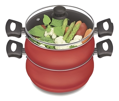 Panela A Vapor Al Vapore Vermelha - Dona Chefa Cor Vermelho