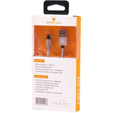 Cabo Magnetico Smartzla USB 2.0 para USB-C SAT-C005 (1 Metro) - Prata