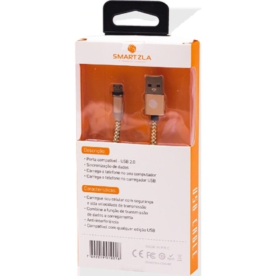 Cabo Magnetico Smartzla USB 2.0 para Micro-USB SAT-C005 (1 Metro) - Dourado