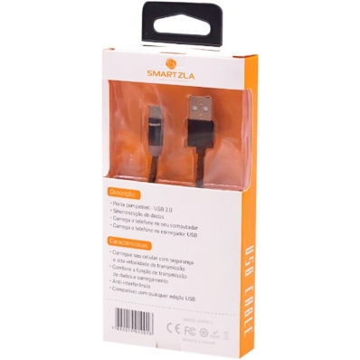 Cabo Magnetico Smartzla USB 2.0 para USB-C SAT-C005 (1 Metro) - Preto