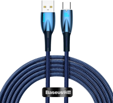 Cabo USB-A para USB-C Baseus Glimmer Series CADH000503 100W (2 Metros) - Azul
