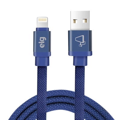 Cabo Lightning USB Elg CNV810BE Tecido Canvas (1 Metro) Azul
