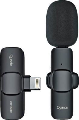 Microfone Wireless para Celular Quanta QTMISI10 com Lightning - Preto
