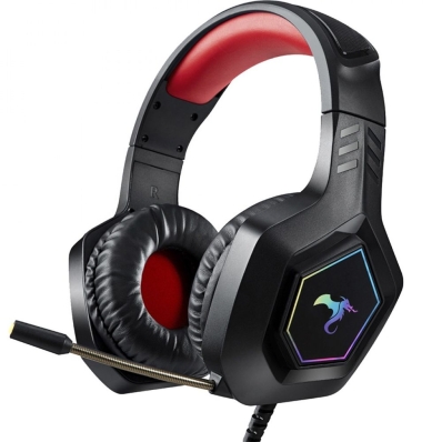 Fone de Ouvido Kolke Gamer KGA-514 Balder LED - Preto/Vermelho