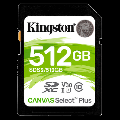 Cartao de Memoria SD Kingston Canvas Select Plus 512GB Classe 10 100MBS - (SDS2/512GB)