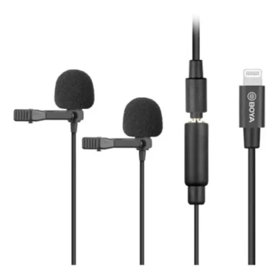 Microfone Boya Lapela BY-M2D Duplo Lightning