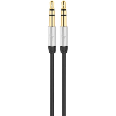 Cabo Auxiliar P2 X P2 Elg P3520HD Banhado A Ouro 24K (2 Metros) Preto