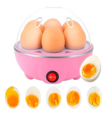 Cozedor Ovos Elétrico Portátil A Vapor Bivolt Multifuncional Cor Rosa Frequência 50