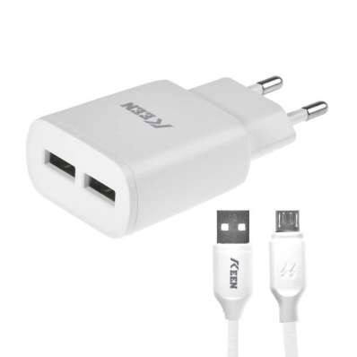 Adaptador USB Keen KC-01 Auto Id + Cabo Micro-USB - Branco
