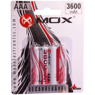 Pilha Recarregavel Mox AAA 3600MAH com 4 Unidades