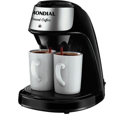Cafeteira Mondial Smart C-42B-2X-Bi com Duas Xicaras 220V - Preto/Prata