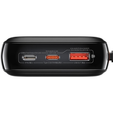 Carregador Portatil Baseus Qpow Pro LCD 22.5 W 20.000 Mah 2 X USB-A + USB-C + Lightning - Preto (PPQD060301)