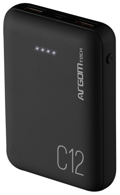 Carregador Portatil Argomtech C12 Ultra Compact USB 12000MAH Preto