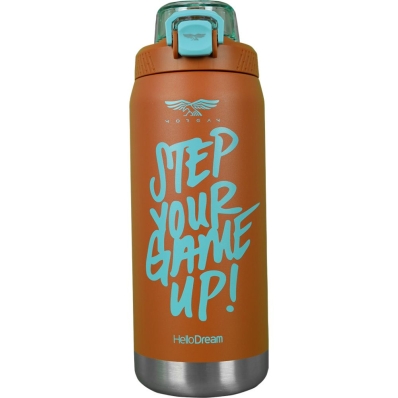 Garrafa Termica Morgan Tiffin com Tampa de Botao - Laranja/Azul Celeste 1.1L