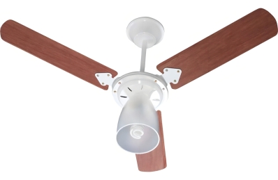 Ventilador de teto Tron Marbela 51.01-0856 com 3 pás de MDF verniz estrutura branco, 96cm de diâmetro