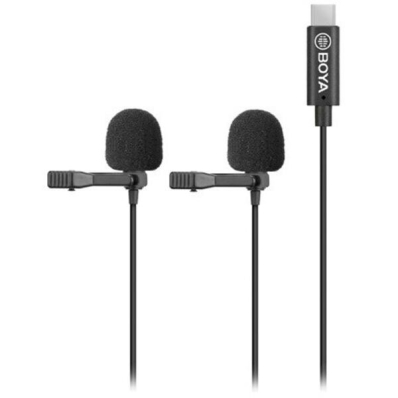 Microfone de Lapela Dupla Boya USB-C BY-M3D