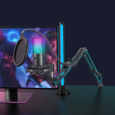 Microfone Fifine T669 Pro 3 RGB com Kit de Streaming e Podcast