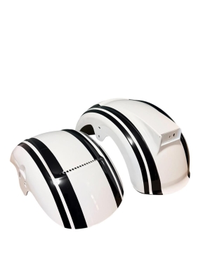 Conjunto Para-lamas Branco e Preto Refletivo - Pe&ccedil;as Scooter Eletrica