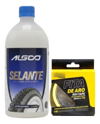 Kit Selante Liquido 1 Litro Tubeless Algoo + Fita Aro 25mm