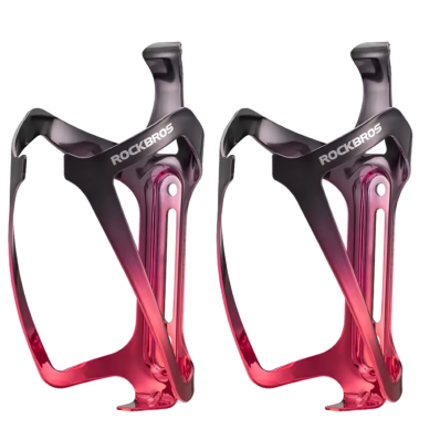 2x Suportes De Garrafa Caramanhola Rockbros Aluminio Bicolor Vermelho/Preto