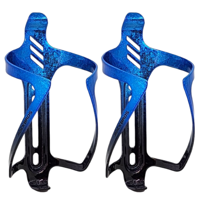 2x Suportes Garrafa Bike Rockbros Aluminio Bicolor Metalizado Azul/Preto