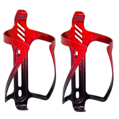2x Suportes Garrafa Bike Rockbros Aluminio Bicolor Metalizado Vermelho/Preto