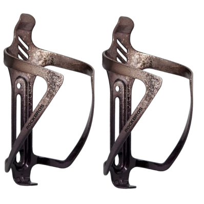 2x Suportes Garrafa Bike Rockbros Aluminio Bicolor Metalizado Marrom/Preto