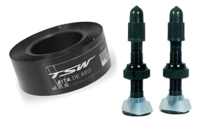V&aacute;lvulas Tubeless Bike Bico Fino 48mm Tsw+fita Aro 10mt 18mm 
