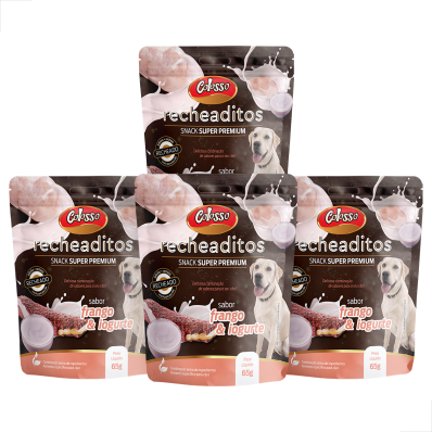 KIT 4 UN Petisc Caes Recheaditos Colosso Sab Frgo Iogurt 65g
