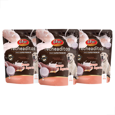 KIT 3 UN Petisc Caes Recheaditos Colosso Sab Fgo Iogurt 300g
