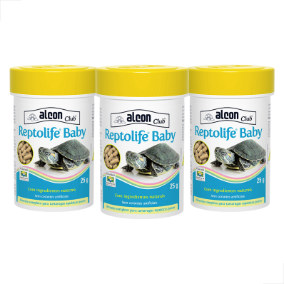 KIT 3 UN Racao Tigre DAgua Filhote Reptolife Baby 25g Tartar