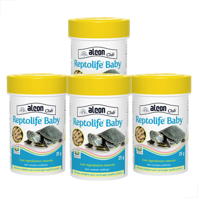 KIT 4 UN Racao Tigre DAgua Filhote Reptolife Baby 25g Tartar
