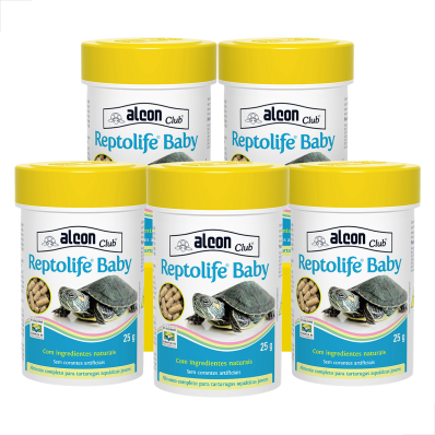 KIT 5 UN Racao Tigre DAgua Filhote Reptolife Baby 25g Tartar