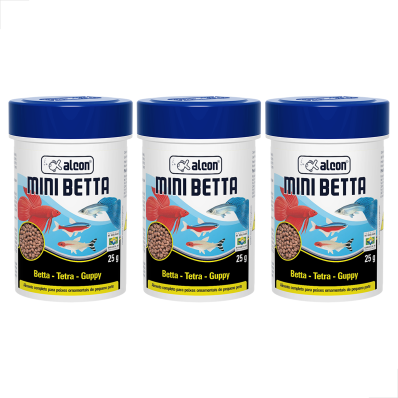 KIT 3 UN Racao Alcon Mini Betta 25g
