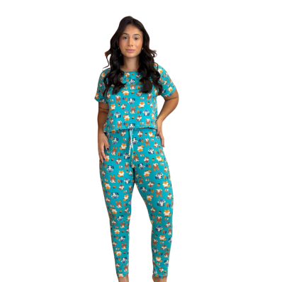 Pijama Feminino Adulto Longo e com Manga Curta Conforto para Todas as Estações, Rafaela!