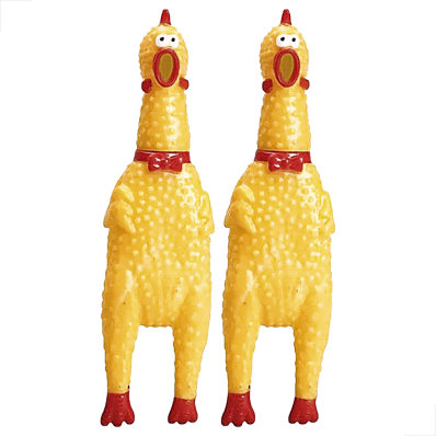 KIT 2 UN Brinq p/ Pets Frango Borracha Mordedor Sonoro 40cm
