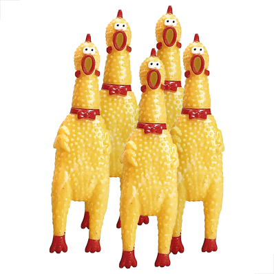 KIT 5 UN Brinq p/ Pets Frango Borracha Mordedor Sonoro 40cm