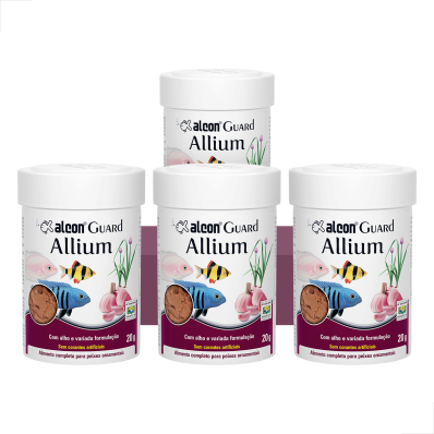 Kit 4 UN Racao p/ Peixes Ornamentais Alcon Guard Allium 20g